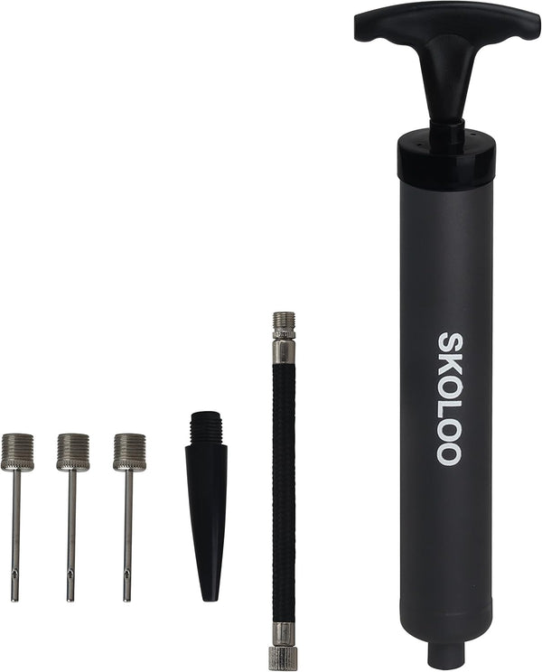 SKOLOO 10" Portable Hand Air Ball Pump Inflator Kit with Needle, Nozzle, Extension Hose for Sports Balls and Inflatables
