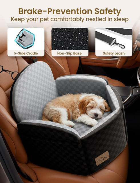 FGU 35 lbs, 2 Dog Car Seat for Small/Medium Dogs Up to Elevated Memory Foam Dog Booster Seat with Safety Belts, Travel