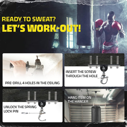 Yes4All Heavy Bag Mount for Punching Bag Hanger, Heavy Duty Swing Hanger for Yoga, Boxing Bag, Indoor & Outdoor Gym
