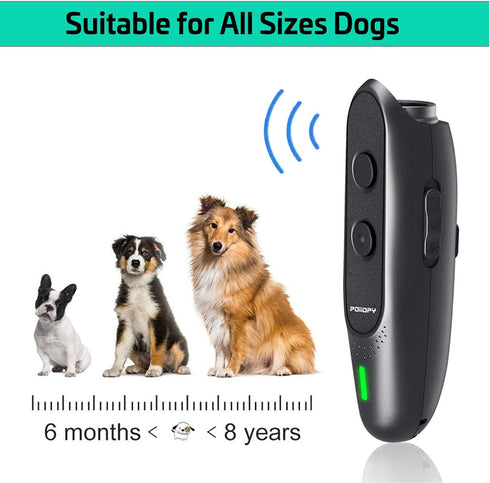 Anti Bark Device for Dog, Variable Frequency Ultrasonic Bark Deterrent, Rechargeable 2 in 1 Handheld Training Tool