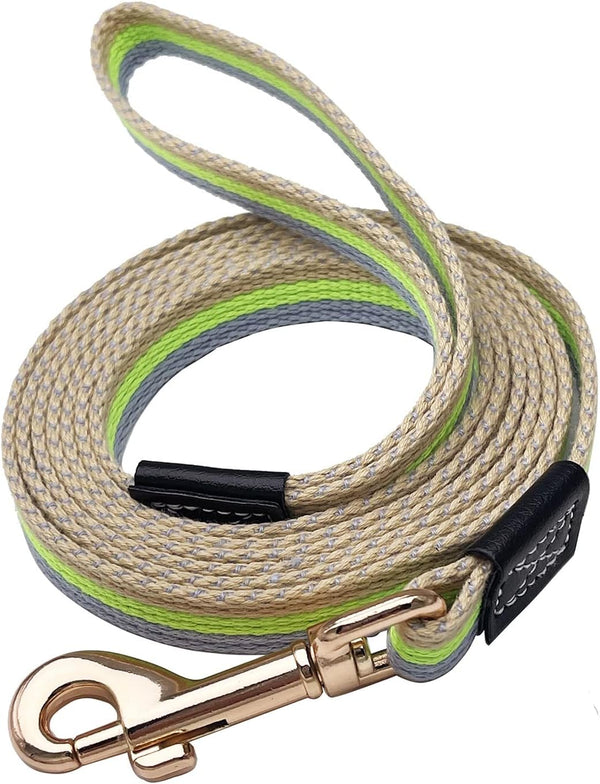 Soft Cotton Web Dog Leash, Basic Training Walking Lead, 6.5FT Long, 0.6 Inch Wide Green