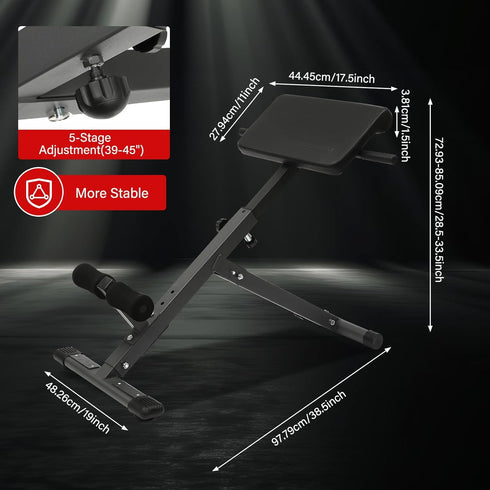 kitneed Roman Chair Back Extension Weight Bench Ab Machine Foldable Angle Height Adjustable Sit up Exercise