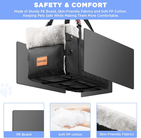 to15lbs Center Console Dog Car Seat for Small Dogs,Washable Foldable Console Booster Seat for Puppy Car Seat with Safe