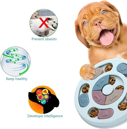 DR CATCH L9.44" W9.44" H1.14" Interactive Dog IQ Puzzle Toy - Blue, Size: x x