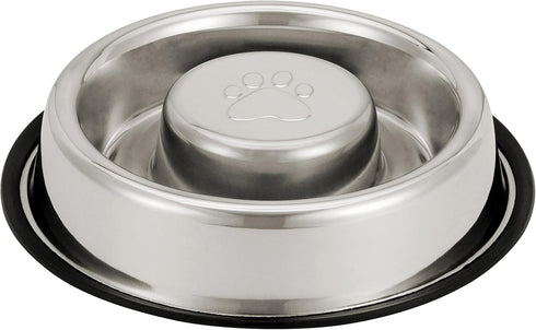 Neater Pet Brands Stainless Steel Slow Feed Bowl, Non-Tip & Non-Skid, 5 Cup for Dog Food Gulping