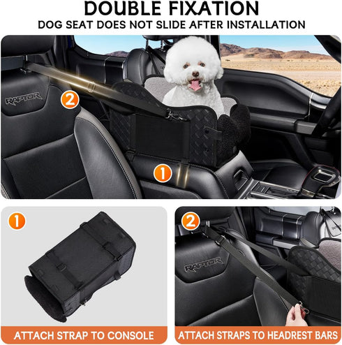 TKYZ Center Console Dog Car Seat,Pet Puppy Car Seat,Middle Console Dog Armrest Booster Seat for Small Dogs(Leather