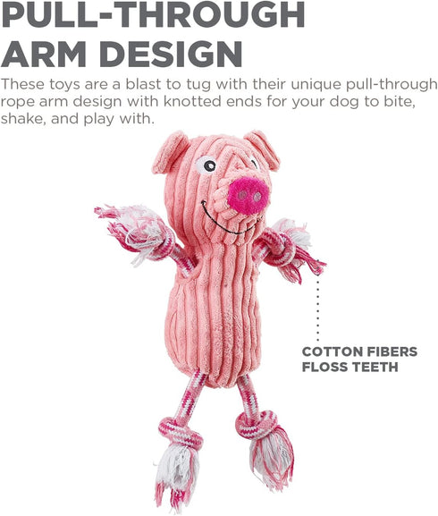 Outward Hound Ranch Roperz Pig Plush Squeaky Dog Toy