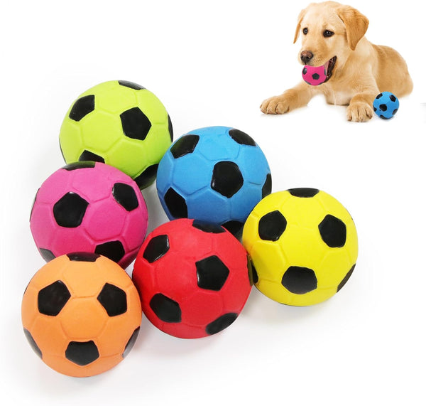 2'' Latex Squeaky Dog Soccer Ball Toys, Vibrant Colors, Dog Football Ball for Puppy Small Medium Dogs (6 Pcs/Set)