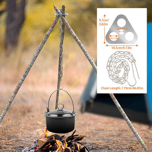 Hand Auger Wrench Survival Tools - Scotch Eye Wood Drill Bit for Camping, Portable Tripod with Adjustable Chain