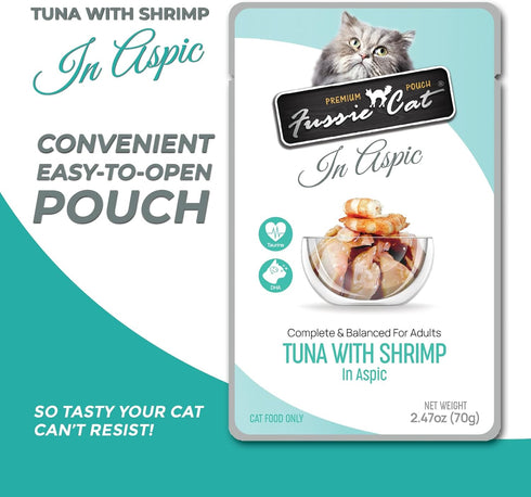 Fussie Cat Premium Tuna w/Shrimp in Aspic, 2.47 Ounce (Pack of 12)