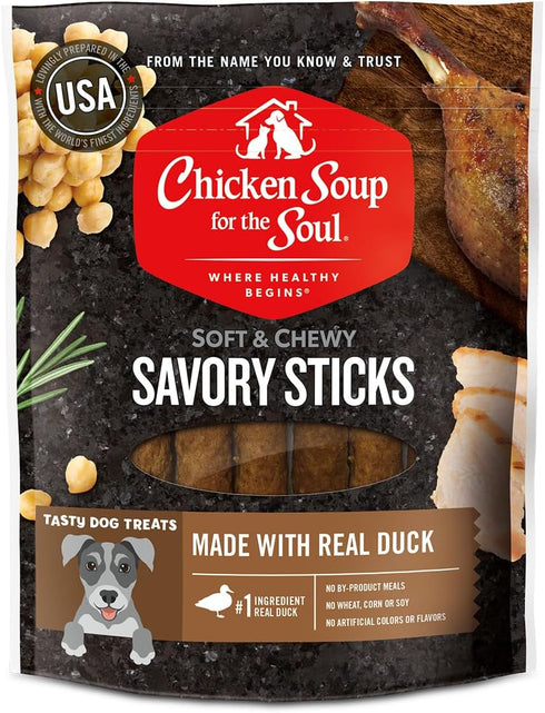 Chicken Soup for the Soul Dog Treats - All Natural Premium Savory Sticks, Soft & Chewy, Real Duck First Ingredient,