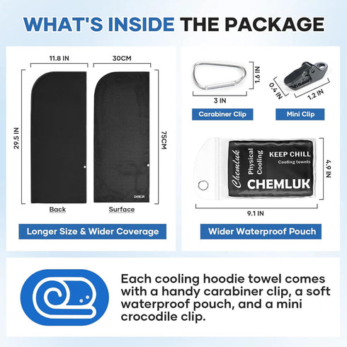 CHEMLUK 4 Packs Cooling Hoodie Towel: Cooling Towels for Neck and Face, Quick-Dry Absorbent Soft Breathable Sweat Neck