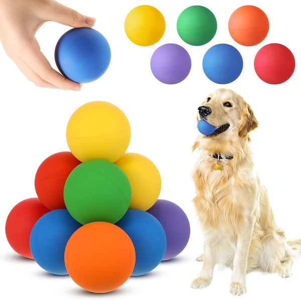 12 Pieces Colorful Rubber Dog Balls Tennis Balls for Fetch Training, 2.4 Inch Interactive Bounce and Floatable