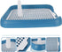 ULTECHNOVO Dog Potty Tray with Wall Post: Indoor Puppy Training Toilet Blue Plastic Mesh Grate, Pee Pad Holder for Male