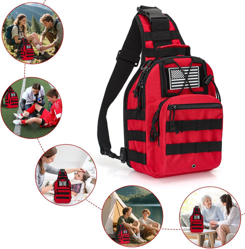 Backpack Pack First Aid Sling - EMS Equipment Emergency Medical Supplies Tactical Range Shoulder Molle Bag - Heavy Duty