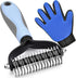 Pet Grooming Brush Double-Sided Undercoat Rake for Dogs & Cats, Shedding and Dematting Comb, Gentle Deshedding Brush