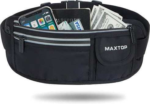 Slim Running Belt Fanny Packs for Women Men, Reflective Waist Pack Phone Holder for Fitness Workout, Water Resistant