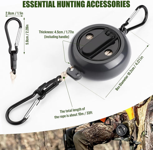 TOBWOLF Treestand Retractable Bow Hoist, 33FT Bow & Gear Hoist for Hunting, 4MM Thickened Rope, Quick & Easy Treestand