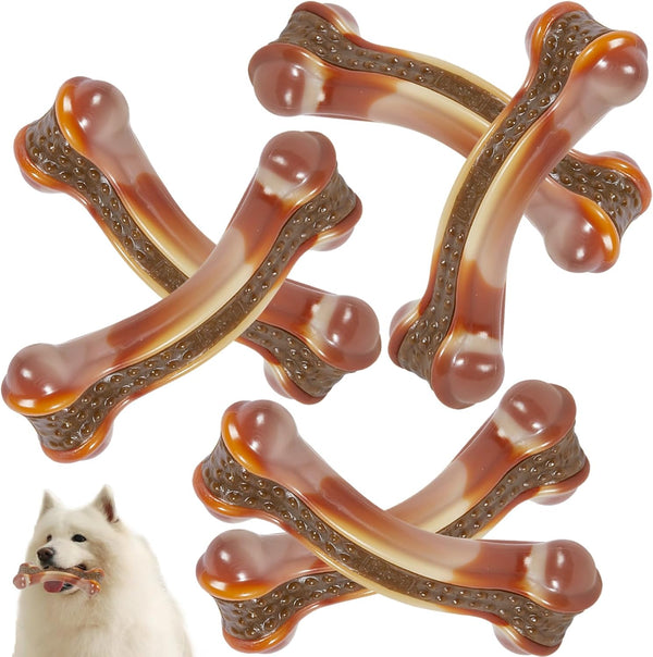 SPEREELER Dog Bones Chew Toys for Aggressive Chewers, 6 Pack Real Chicken Flavor,Indestructible