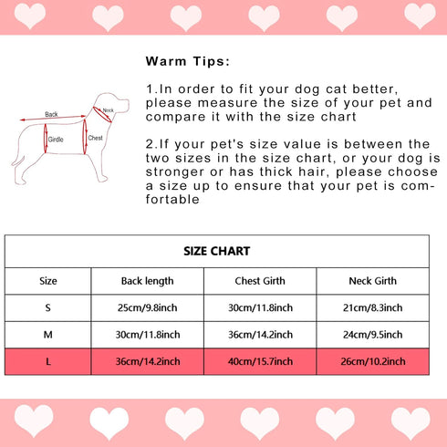 Dog Knitted Heart Sweater, Warm Soft Holiday Clothes for Large Cats and Dogs, Pink, L