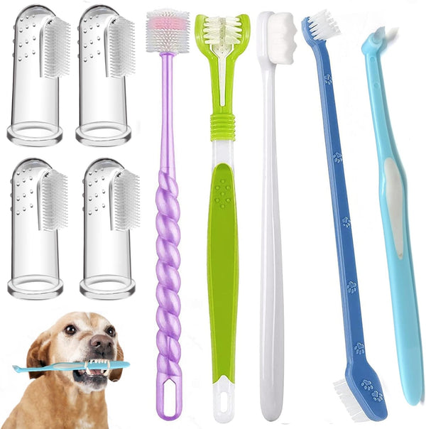 URMYONLY Dog Toothbrush, 360 Degree Finger Toothbrushes, Triple Head Toothbrushes, Double Head Toothbrush,Cleaning