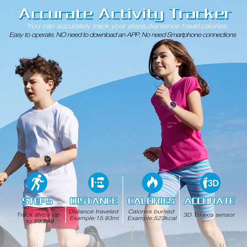 Kids Digital Pedometer Watch, Step Counting Watch, Fitness Tracker, Waterproof, Date/Alarm Clock/Timer, for Children Teens Boys Girls Women