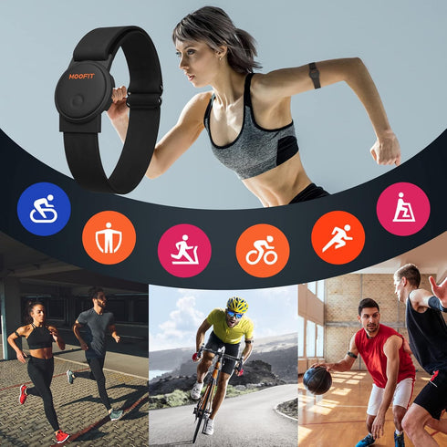 moofit HW401 Heart Rate Monitor Armband, IP67 Waterproof, Bluetooth/ANT+ Support, Rechargeable Optical Sensor
