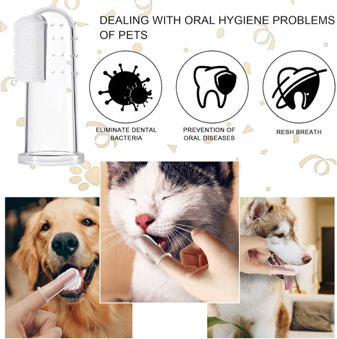 BLMHTWO 5 16 Pieces Dog Tooth Brushing Kit Finger Toothbrush for Dogs Cat Puppy Toothbrushs with Silicone Bristles