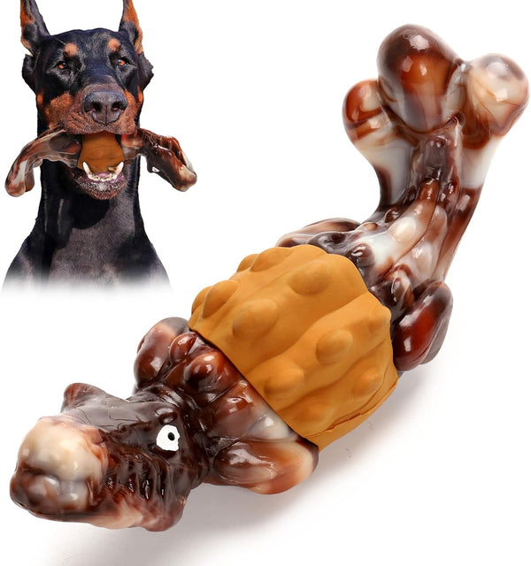 Dog Chew Toys for Aggressive Chewers, Indestructible Interactive Toys for Large/Medium Breeds, Bacon Flavor
