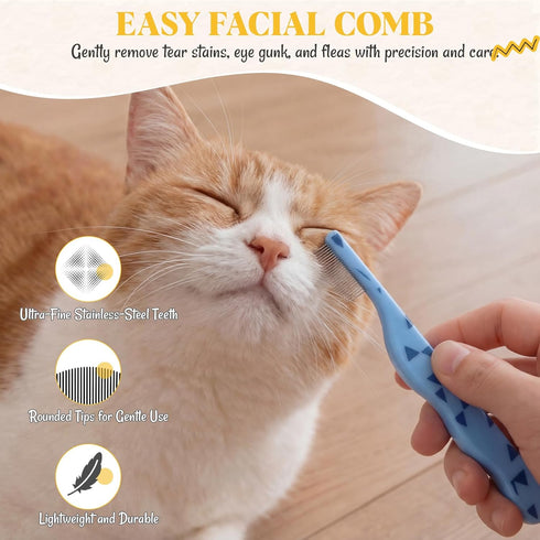Yiyiring Pet Eye Comb Bulk Stainless Steel Facial Comb for Dogs Cats Gentle Tear Stain Remover Cat Grooming Kit