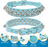 Spiked Dog Collar, Blue Soft PU Leather Funny Mushrooms Rivet Spike Studded Collar for Small Medium Large Dogs Cats