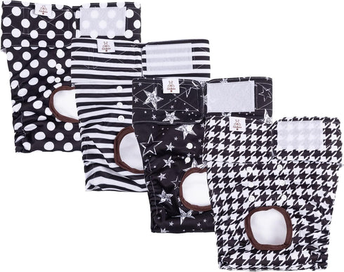 4 Pack FMG01L CuteBone Washable Female Dog Diapers Reusable Doggie Heat Diapers for Period