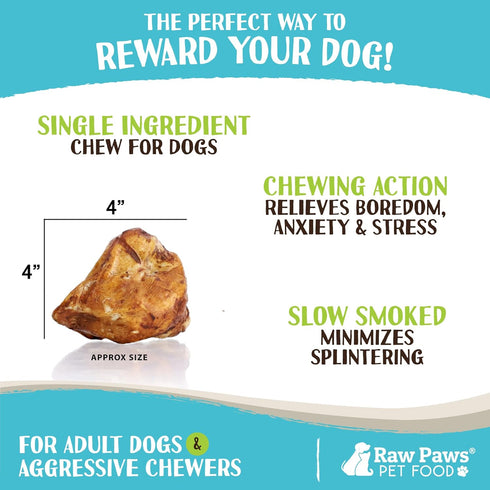 Raw Paws Smoked Beef Kneecaps for Dogs, 5-ct - Packed in USA - Free Range, Antibiotic Free - Smoked Beef Bones