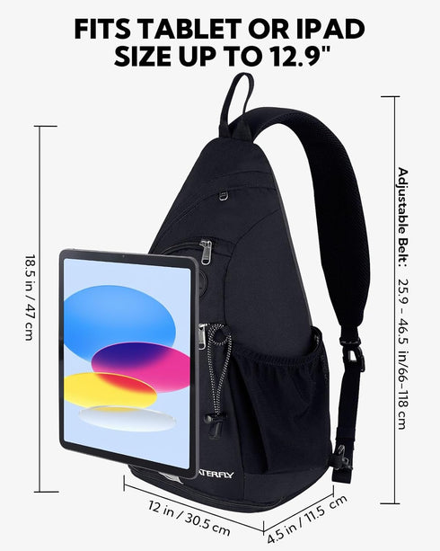 Backpack: Daypack Pack WATERFLY Sling Bag Crossbody Over Shoulder Casual Cross Chest Side
