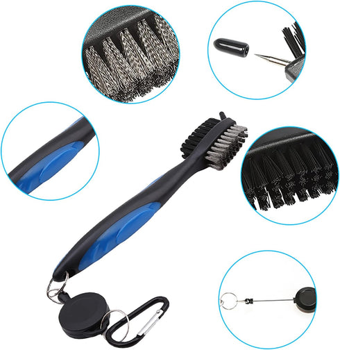VIPMOON Golf Club Groove Sharpener Tool, Brush & Cleaner with Retractable Carabiner, for Wedge & Irons, U & V-Grooves