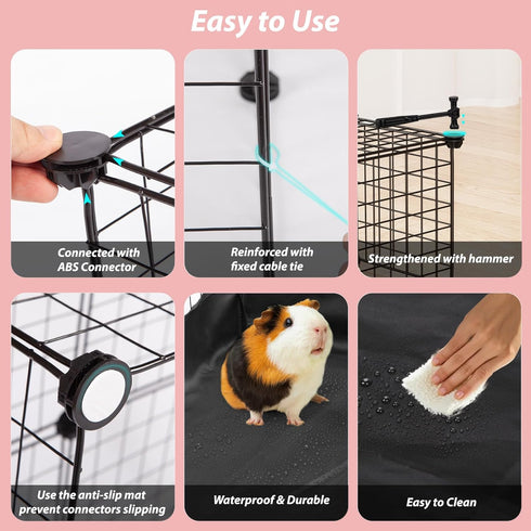 Cages,49.2x24.6x12.2inch Hamster,Bunny,Hedgehog,Chinchilla,Ferret,Indoor Panels-12pcs Small Animal Playpen