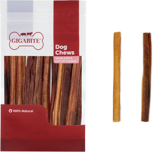 GigaBite Bully Sticks for Dogs All Natural Beef Pizzle Dog Chews, Odor