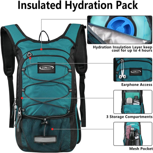 Insulated Hydration Pack Backpack with 3L BPA Free Leak-Proof Bladder, Keeps Liquids Cool for 5 Hours