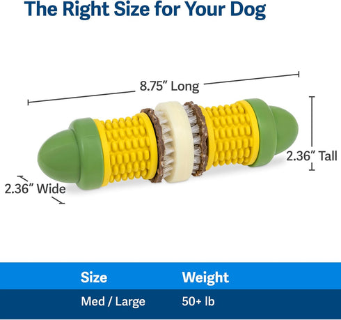 PetSafe Busy Buddy Cravin’ Corncob Dog Toy - Treat Ring Holding Chew Toy, BPA Free Rubber for Boredom Relief
