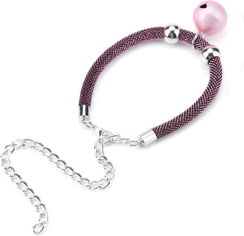 Adjustable Nylon Cat Collar with Bell, Safety Collar for Cats (Pink)