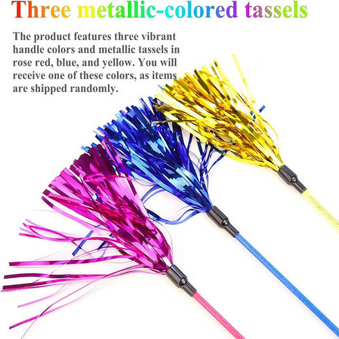 ADUCK Cat Toys Interactive Teaser Wand Toy with Tassels, Random Color, 1PC
