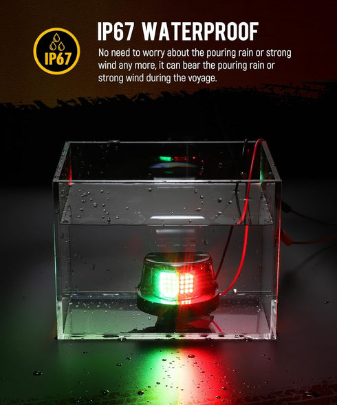 1Pcs 24 Partsam Marine Boat Bow Lights, LED Red and Green Navigation Light for Vessle Pontoon Yacht Skiff Skeeter