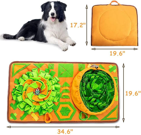 34.6 19.6 AWOOF Large Dog Snuffle Mat, Interactive Feeding Mat, in x in, Squeaker and Crinkle Paper, Non-Slip, Easy