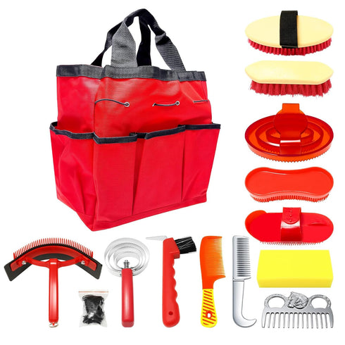 jhpsnpow 14PCS Horse Grooming Kit, Professional Brush Supplies Set for Bathing & Care,
