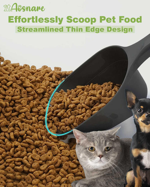 2 PACK Pet Food Scoop, 1 Cup Capacity Dog Food Scoop with Measuring Lines for Dog, Puppy, and Cat (Green and Black)