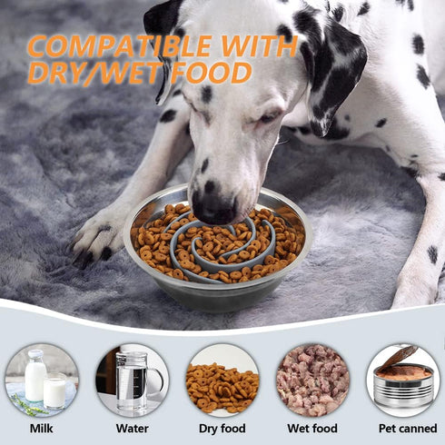 Soft Silicone Slow Feeder Dog Bowls Insert for Small, Medium, and Large Dogs, Compatible with Regular Bowls
