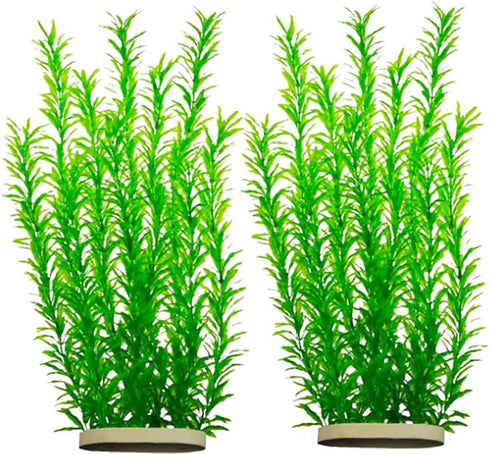 2 pcs Extra Large Aquarium Decor Plastic Plants, 21 Inches Tall Artificial Fish Tank Decorations (Green)