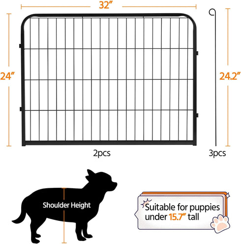 Yaheetech Dog Pen, 2 Panels 24 inch Height Pet Playpen for Puppy/Cat/Rabbit/Small Animals, Heavy Duty Metal Exercise