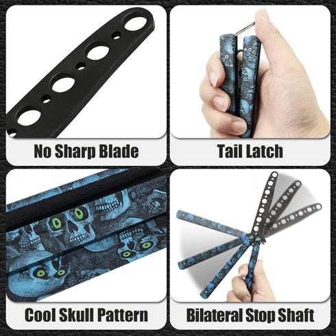 MORDEN MS Practice Finger Trainer Tool, Steel Metal Folding Balisong Tool with Latch for Training and Flipping Tricks