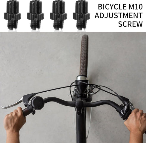 M10 Bike Brake Cable Handle Lever Adjusting Screws, 4 Pack 10mm Bicycle Brake Lever Grip Fastener Bolt Aluminum Alloy Bicycle Parts MTB Brake Cable Adjusters for Mountain Bike Accessories - Black by Styquenzer